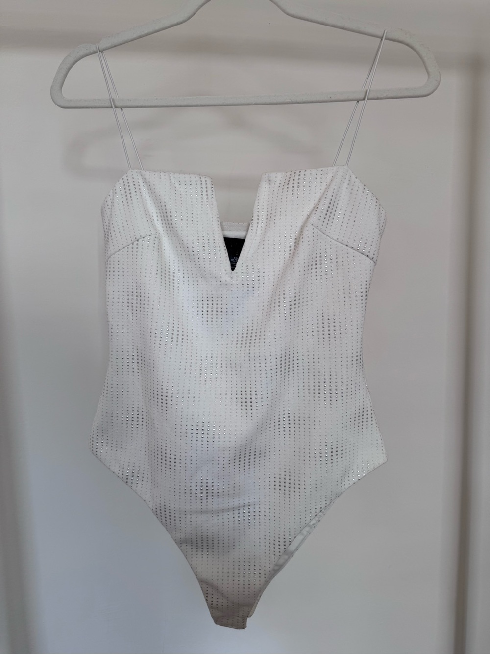 Hours NWT Bodysuit in White with Silver Accents